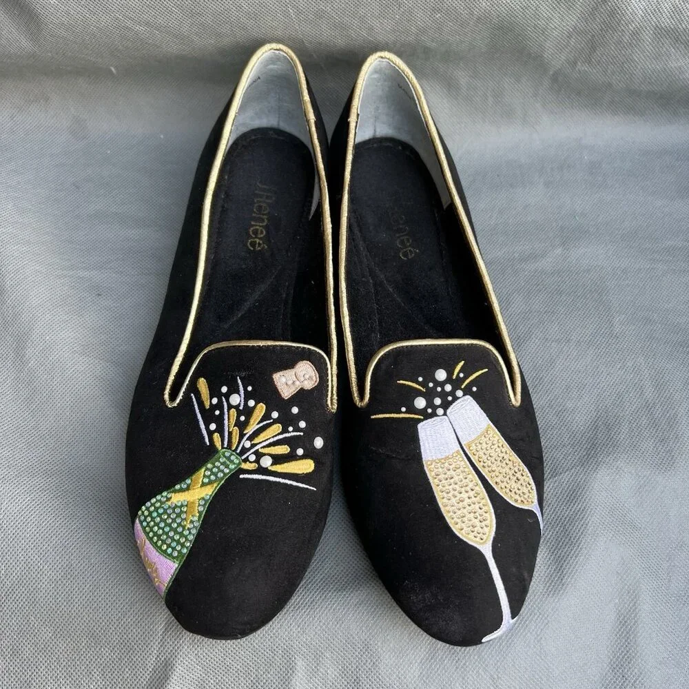 J.Renee Black and Gold Women's Shoes - Picture 1 of 8